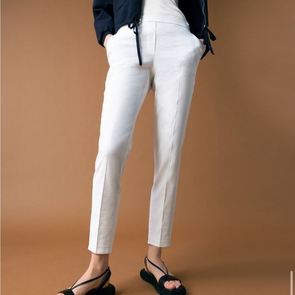 NWT Theory White Linen Treeca Pull On Pants - Picture 1 of 13